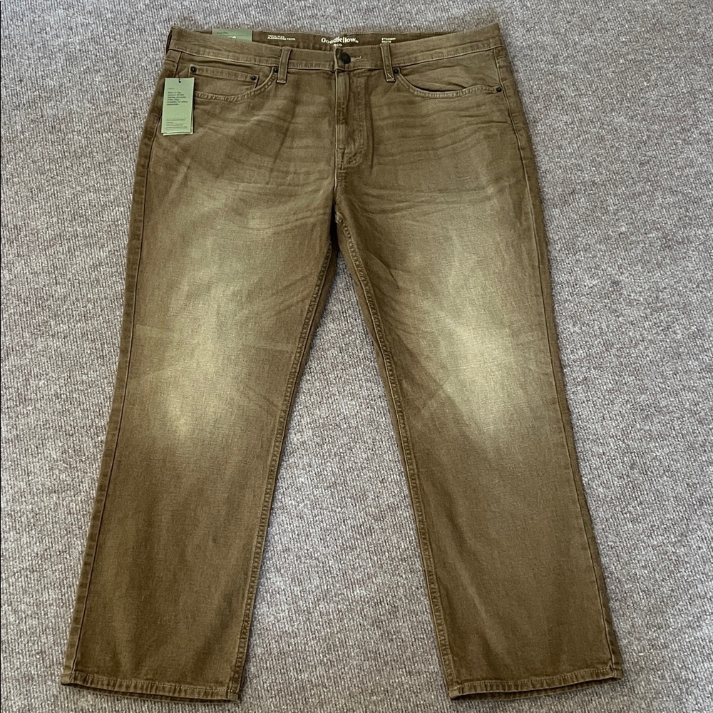 Goodfellow taupe fade straight leg total flex jeans fuller hip thighs 40 waist